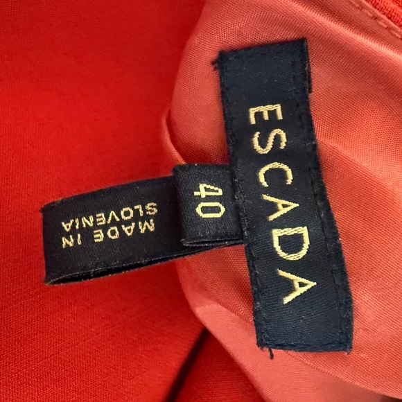 Escada Red Dress Short Sleeve V Neck Ruched Cocktail Party Evening Mini Bodycon - Picture 2 of 5